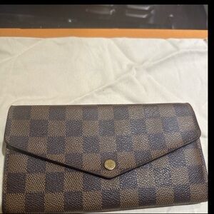 Authentic Louis Vuitton Damier Ebene Sarah Wallet Brown LV Long Wallet 🎁